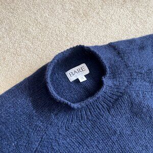 BARE Knitwear Oversized Crewneck Sweater in Navy Blue, Alpaca, Merino, Wool, S/M